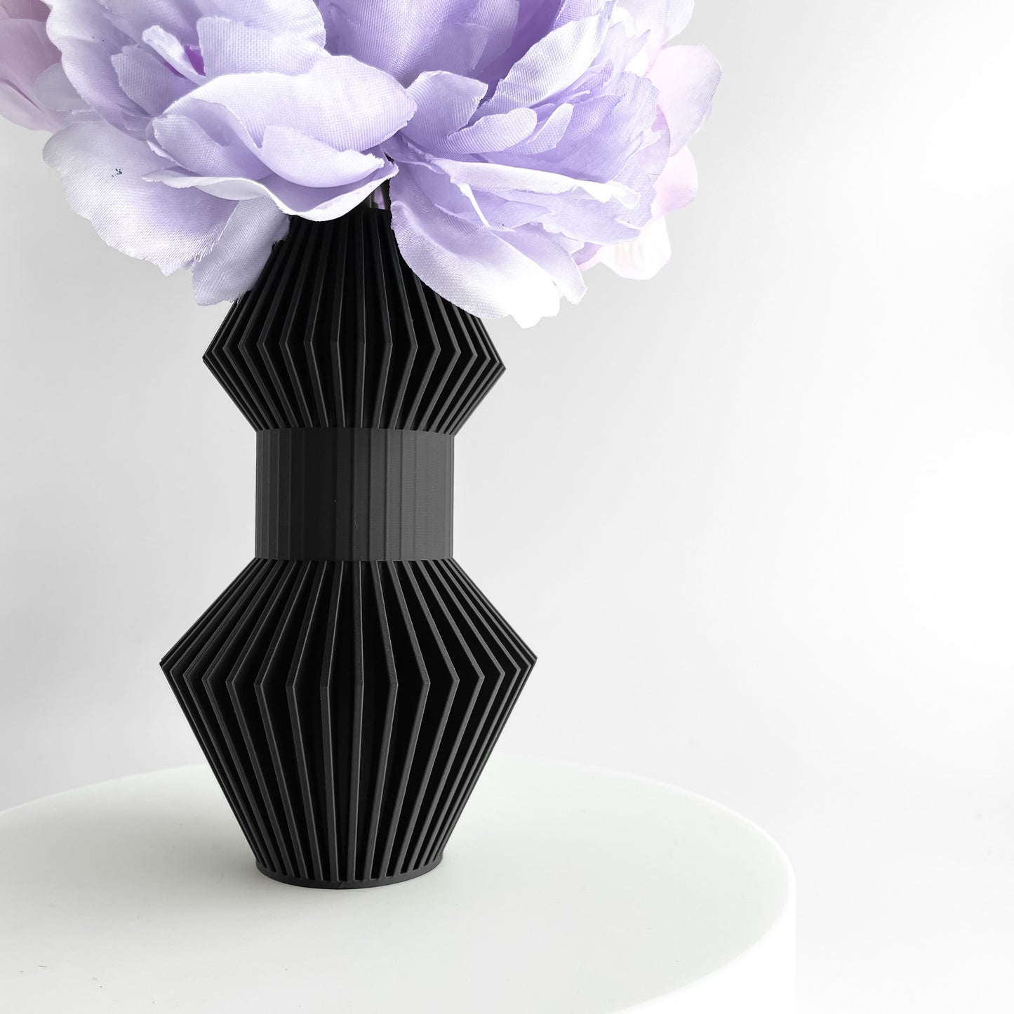 Vase, Modern Sculptural Tabletop Flower Holder, Mantel Display Elegant MatteBlackFinish