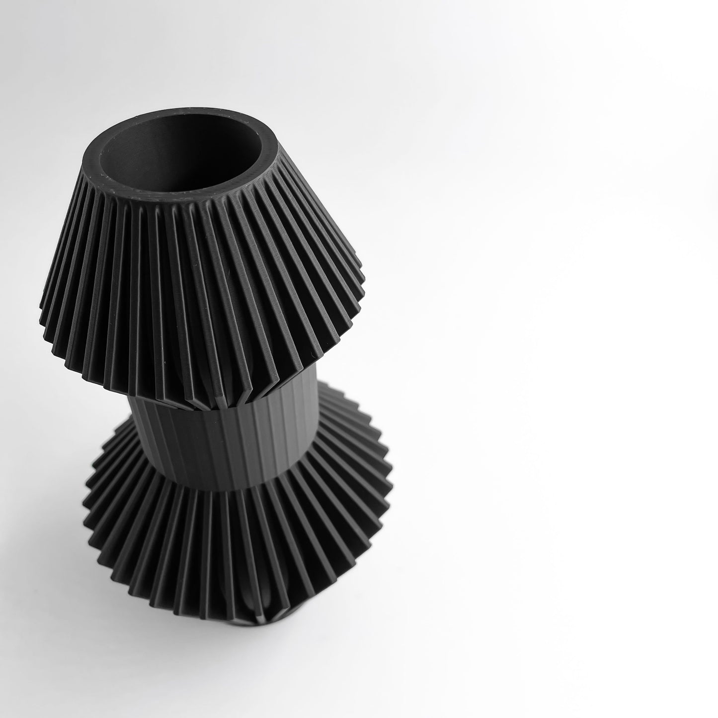 Vase, Modern Sculptural Tabletop Flower Holder, Mantel Display Elegant MatteBlackFinish