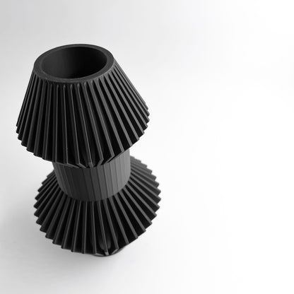 Vase, Modern Sculptural Tabletop Flower Holder, Mantel Display Elegant MatteBlackFinish