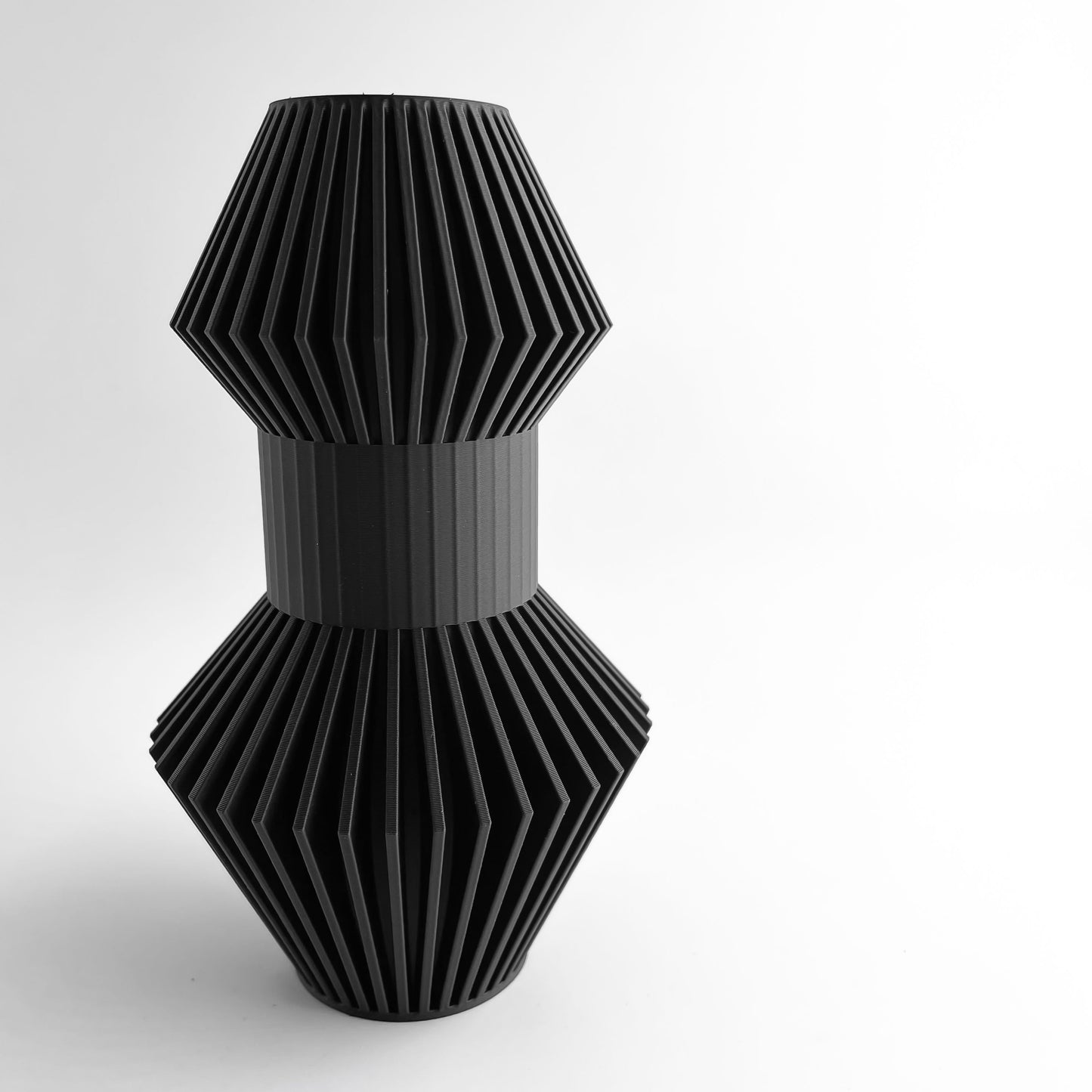 Vase, Modern Sculptural Tabletop Flower Holder, Mantel Display Elegant MatteBlackFinish