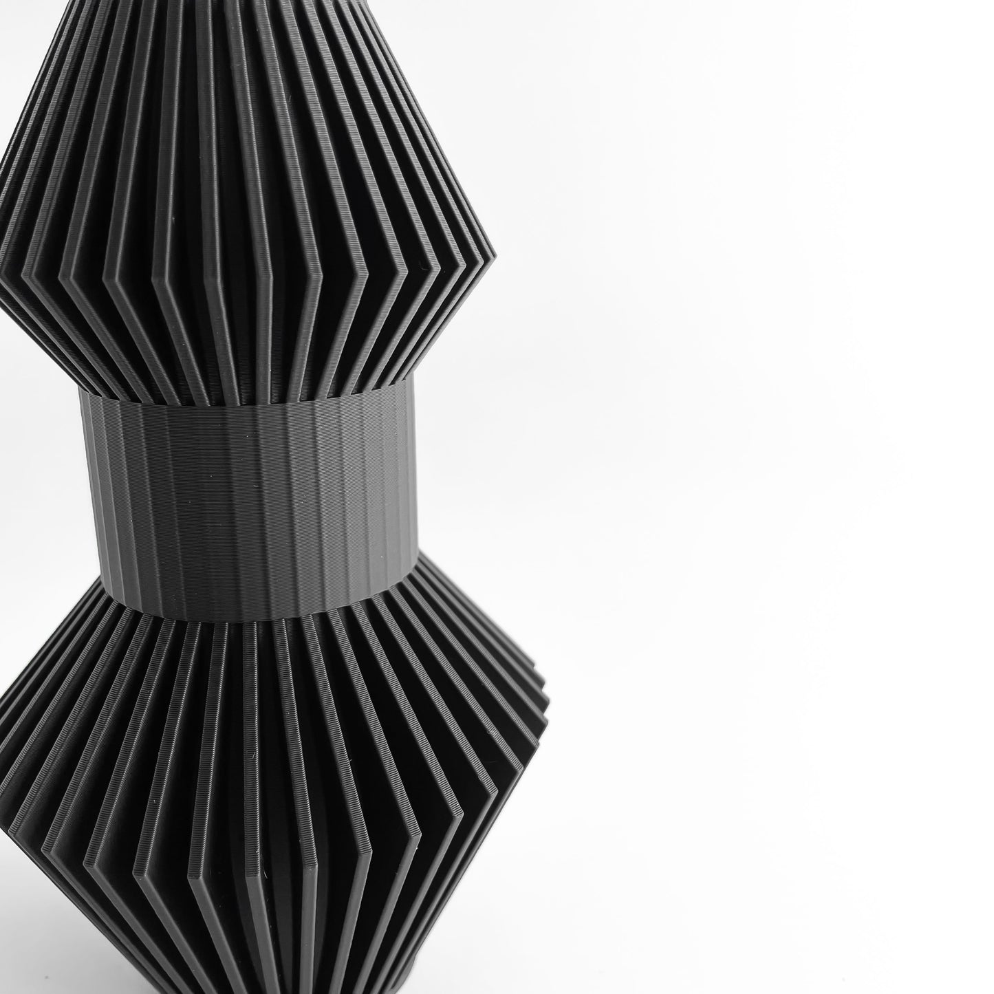 Vase, Modern Sculptural Tabletop Flower Holder, Mantel Display Elegant MatteBlackFinish