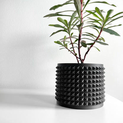 Succulent Planter, Sculptural Indoor Vessel, Contemporary Black Deco Desktop Organizer