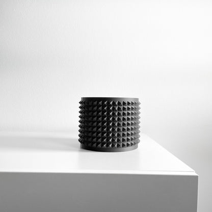 Succulent Planter, Sculptural Indoor Vessel, Contemporary Black Deco Desktop Organizer