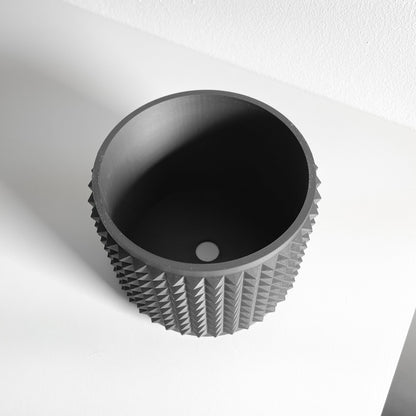 Succulent Planter, Sculptural Indoor Vessel, Contemporary Black Deco Desktop Organizer