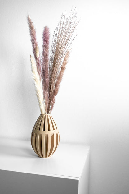 Modern Vase, Minimalist Sculptural Table Centerpiece, Decorative Planter Accent Matte-White