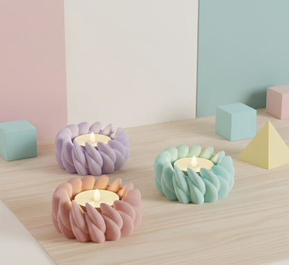 Tealight Holder, Ambient LED, Sculptural Tabletop Accent, Contemporary Nordic Petals