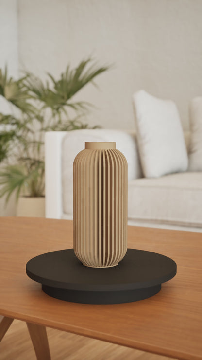 Modern Vase, Ribbed Tabletop Decor, Nordic Flower Holder, Architectural Statement