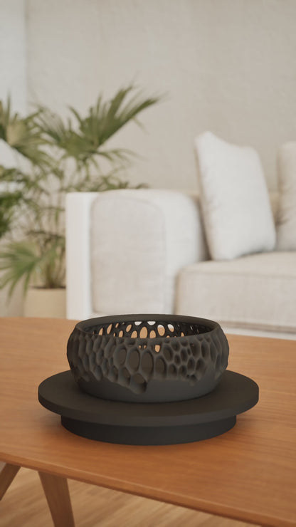 Modern Storage Container, Twist Lidded Organizer, Countertop Jar, Vanity Catchall, Reusable Kitchen Fruits Bowl