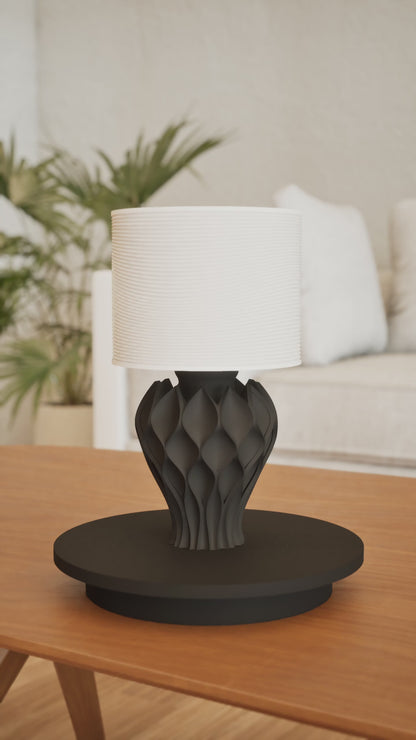 Bedside Lamp, Sculptural Night Light, Minimalist Desk Illuminator, Contemporary Shade