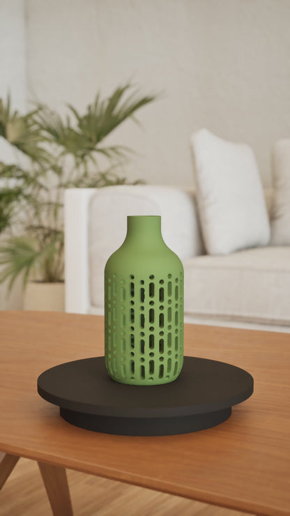 modern vase, minimalist Japandi, sculptural shelf decor, elegant bud arrangement