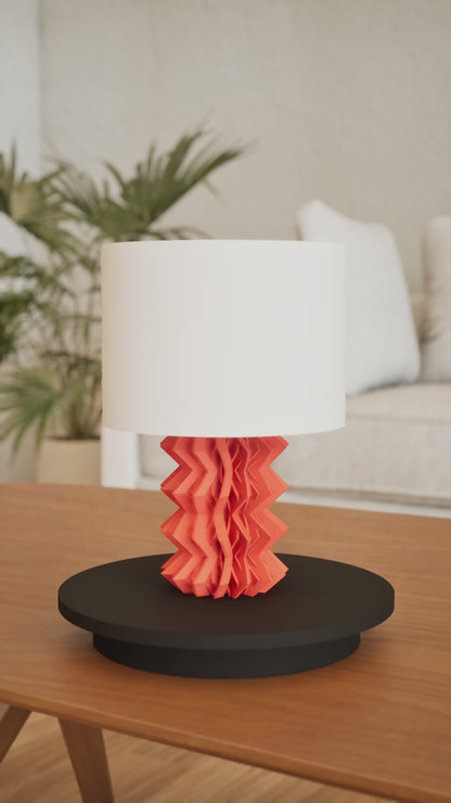 Table Lamp, Bedside Reading Light, Cozy Zigzag Base, Bedroom Ambient Relaxing Mood Nightstand