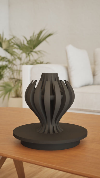 Tabletop Vase, Neutral Pampas Grass Display, Contemporary Sculptural Workspace Accent