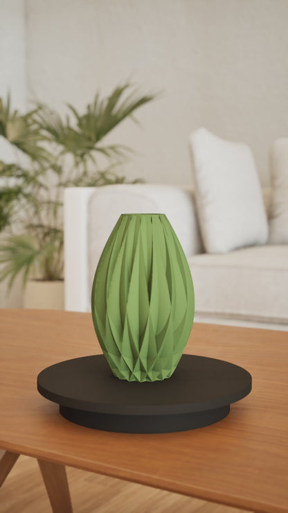 Flower Vase, Modern Ribbed Sculptural Tabletop Accent, Scandinavian Organic Decor