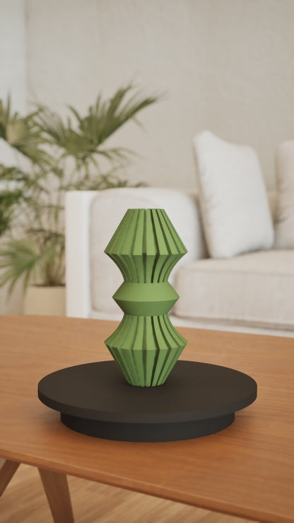 modern vase, geometric tabletop vessel, flower holder mantelpiece accent midcentury