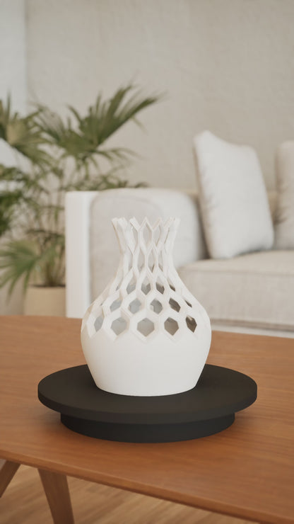 Geometric Vase, Hexagon Centerpiece, Modern Tabletop Vessel, Minimalist Desk Accent