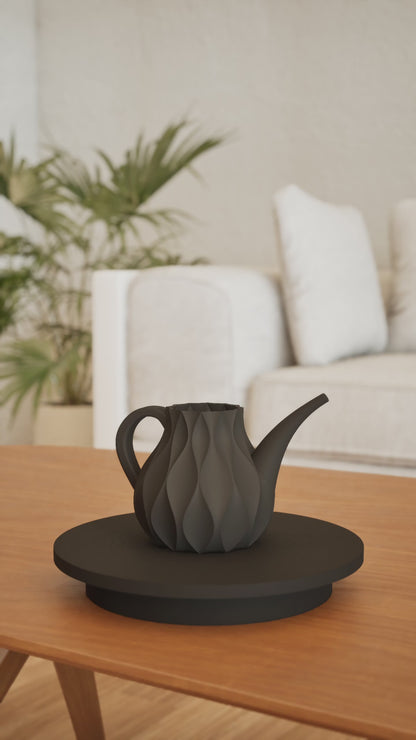 watering can, minimalist fractal geometry, ergonomic spout, sculptural designer waterer