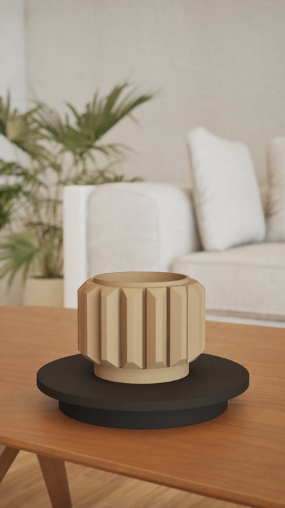 Planter, Sculptural Geometric DesktopVessel, Herb-Organizer, Beige Modern Large Tabletop