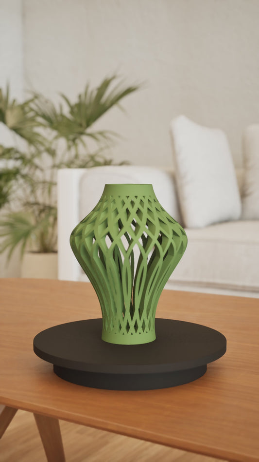 Abstract Vase, Modern Tabletop Accent, Abstract Flower Holder, Minimalist Organic Shape Olive Desk Display