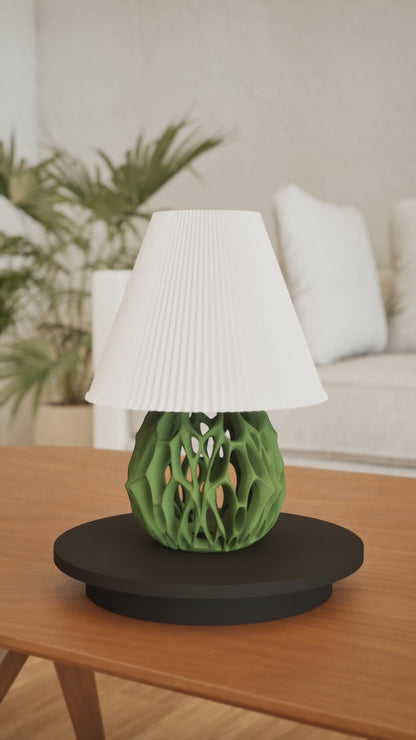 Table Lamp Architectural Shade, Bedside Ambient Light, Accent Illumination Warmth, Nightstand Soft Glow