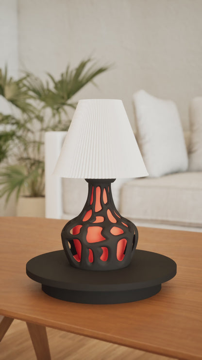 Fractal Table Lamp, Geometric Nightstand Light, Artistic Ambient Lighting, Matte Ceramic Finishes, Japandi Style