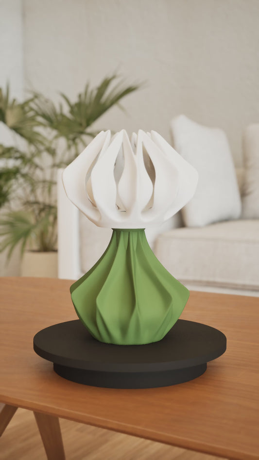 Ambient Table Lamp, Modern Bedside Nightstand Lighting, Sculptural Japandi Accent