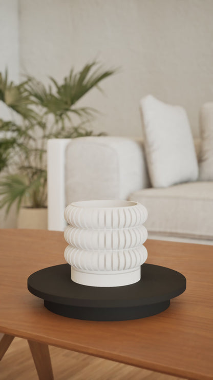 Planter Pot, Architectural Succulent Container, Indoor Display, Olive Desk Organizer