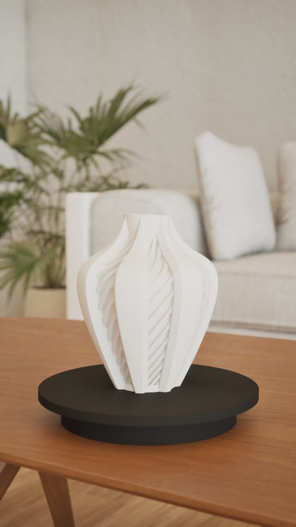 Modern Vase, Architectural Single Stem Holder, White Black Tabletop DecorativeAccent