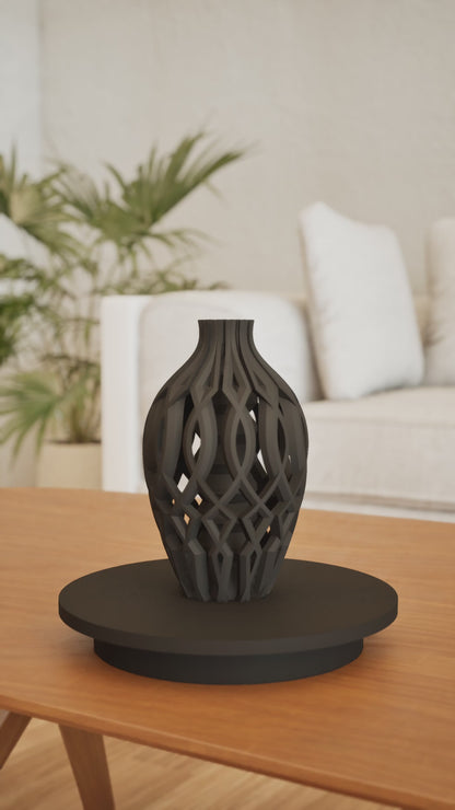 Modern Vase, Ripple Centerpiece, Tabletop Floral Display, Minimal Organizer Elegance