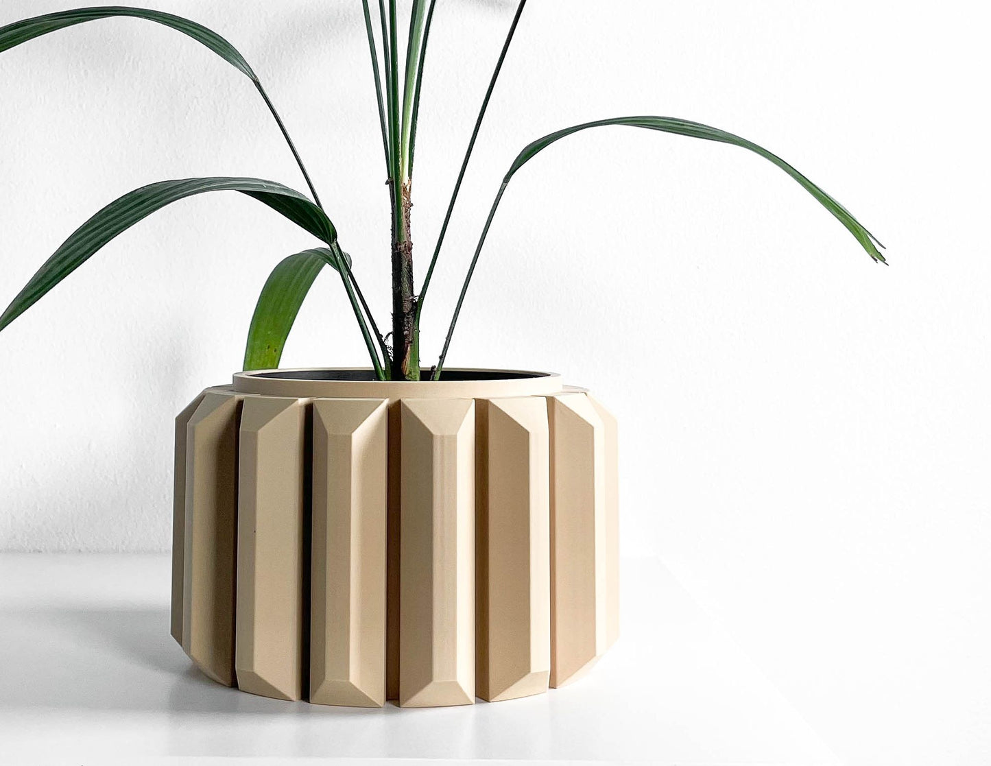 Planter, Sculptural Geometric DesktopVessel, Herb-Organizer, Beige Modern Large Tabletop