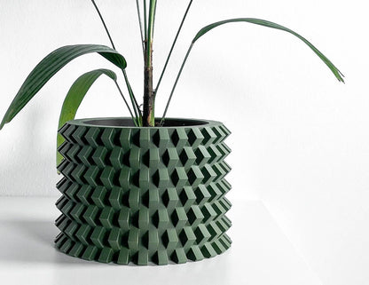 Bold Planter Pot, Architectural Desk Succulent Holder, Herb Eco Conscious Container, Geometric Design