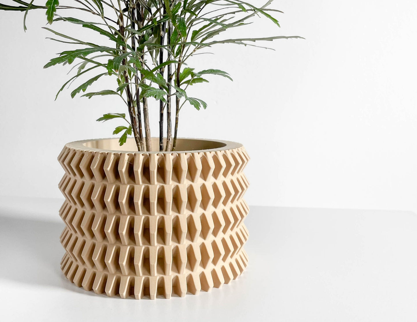 Creative Planter Pot, Modern Indoor Plant Vessel, Cactus Workspace Organizer, 3d Printed, Drainage Holes