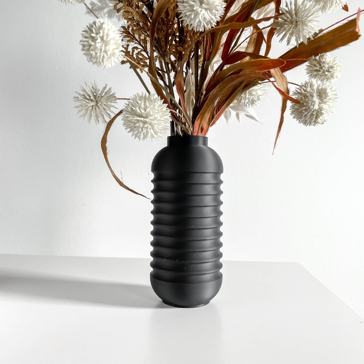 modern vase, sculptural matte nordic tabletop accent, floral holder workstation.