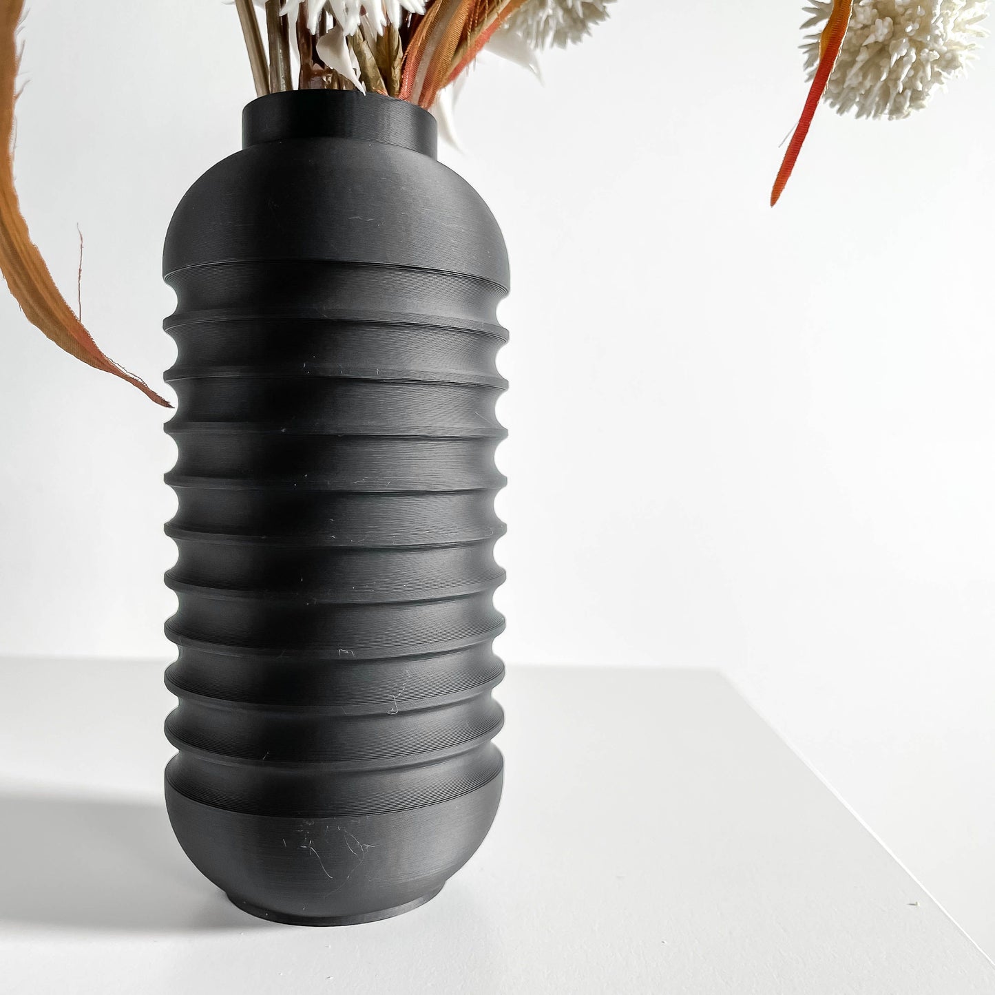 modern vase, sculptural matte nordic tabletop accent, floral holder workstation.