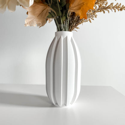 Modern Vase, Minimalist Japandi Geometric Tabletop Flower Holder Elegant Sculptural