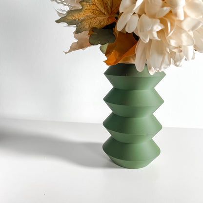 Geometric Vase, Artistic Tabletop, Stylish Flower Holder, Modern Desk Accent, Art Deco, Japandi Style