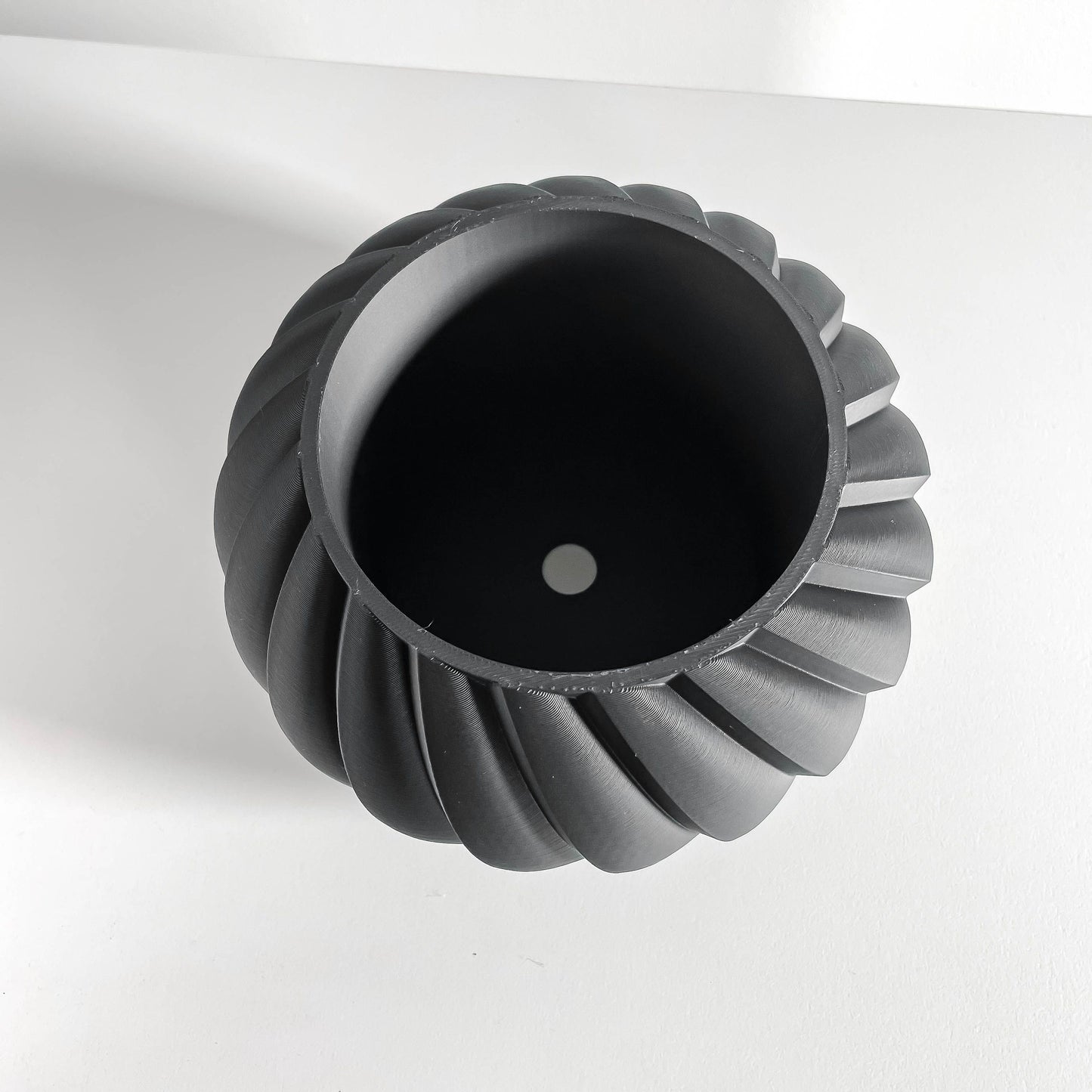 Planter Pot, Contemporary Sculptural Container, Indoor Succulent Holder Black Matte