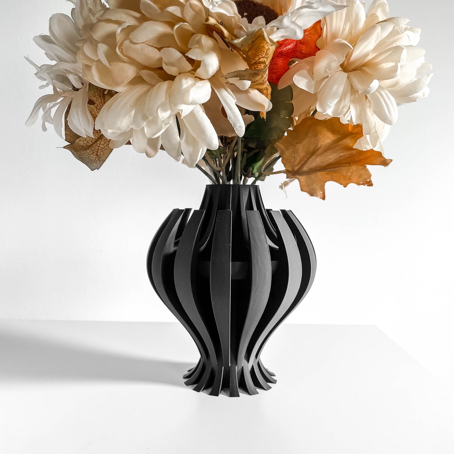 Tabletop Vase, Neutral Pampas Grass Display, Contemporary Sculptural Workspace Accent