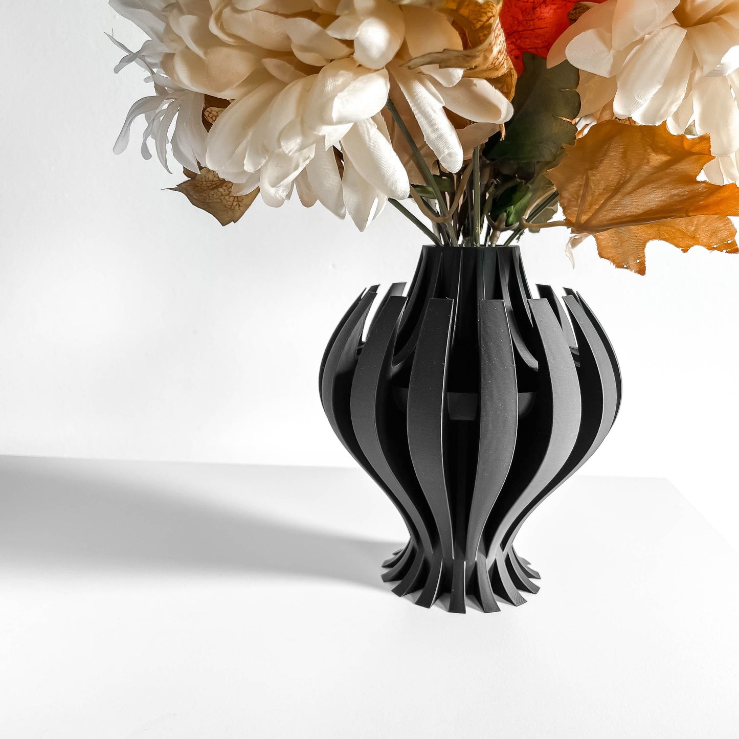 Tabletop Vase, Neutral Pampas Grass Display, Contemporary Sculptural Workspace Accent