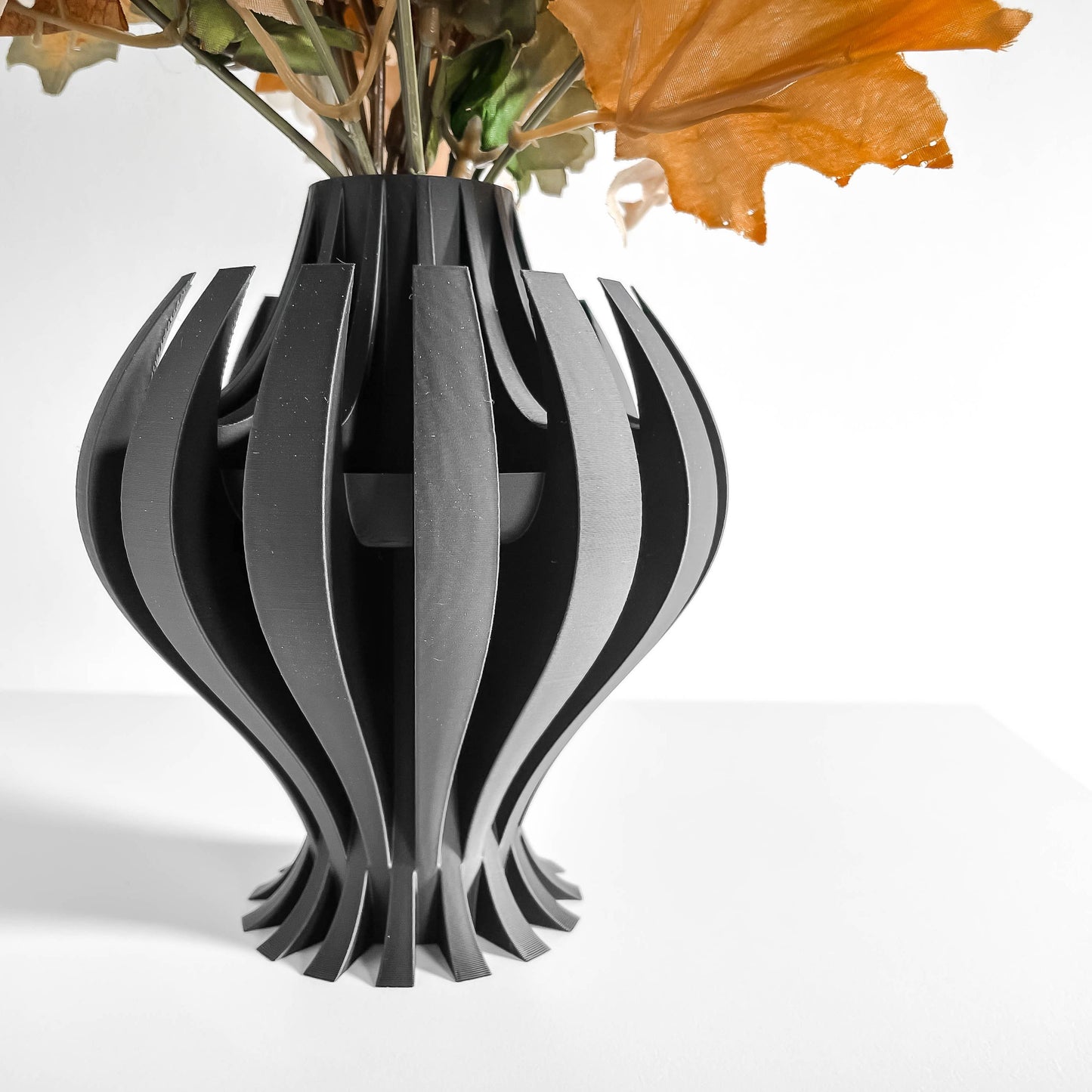 Tabletop Vase, Neutral Pampas Grass Display, Contemporary Sculptural Workspace Accent