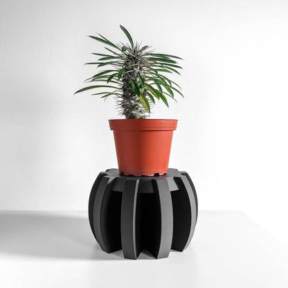 Retro Plant Stand, Sculptural Pedestal, Mid-Century Planter Display, 3D Printed, Floor or Desk
