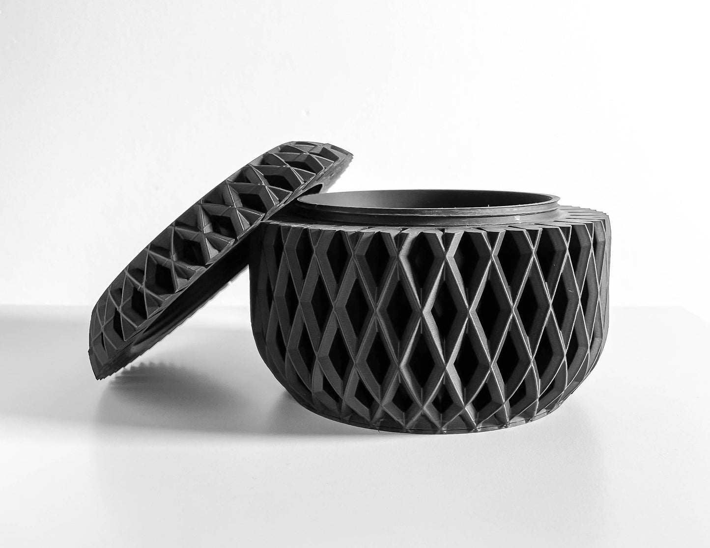 Lidded Container, Twist Lid Countertop Organizer, Minimalist Sculptural Vanity Multisize