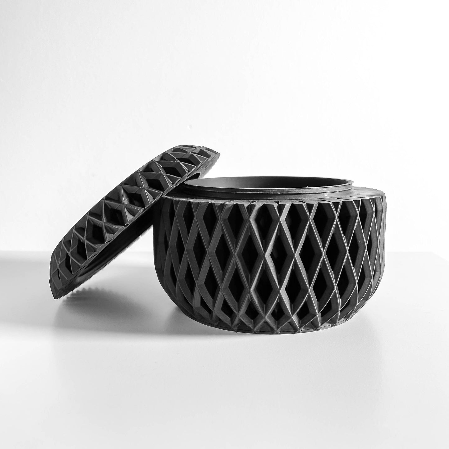 Lidded Container, Twist Lid Countertop Organizer, Minimalist Sculptural Vanity Multisize