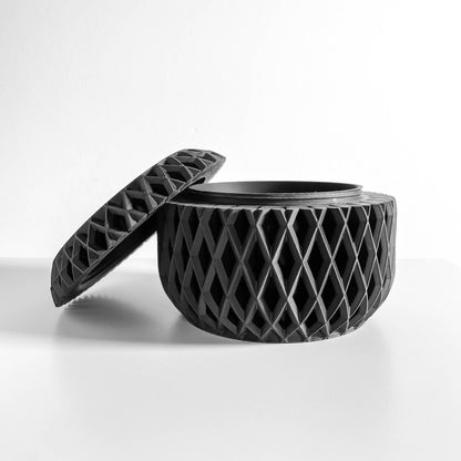 Lidded Container, Twist Lid Countertop Organizer, Minimalist Sculptural Vanity Multisize