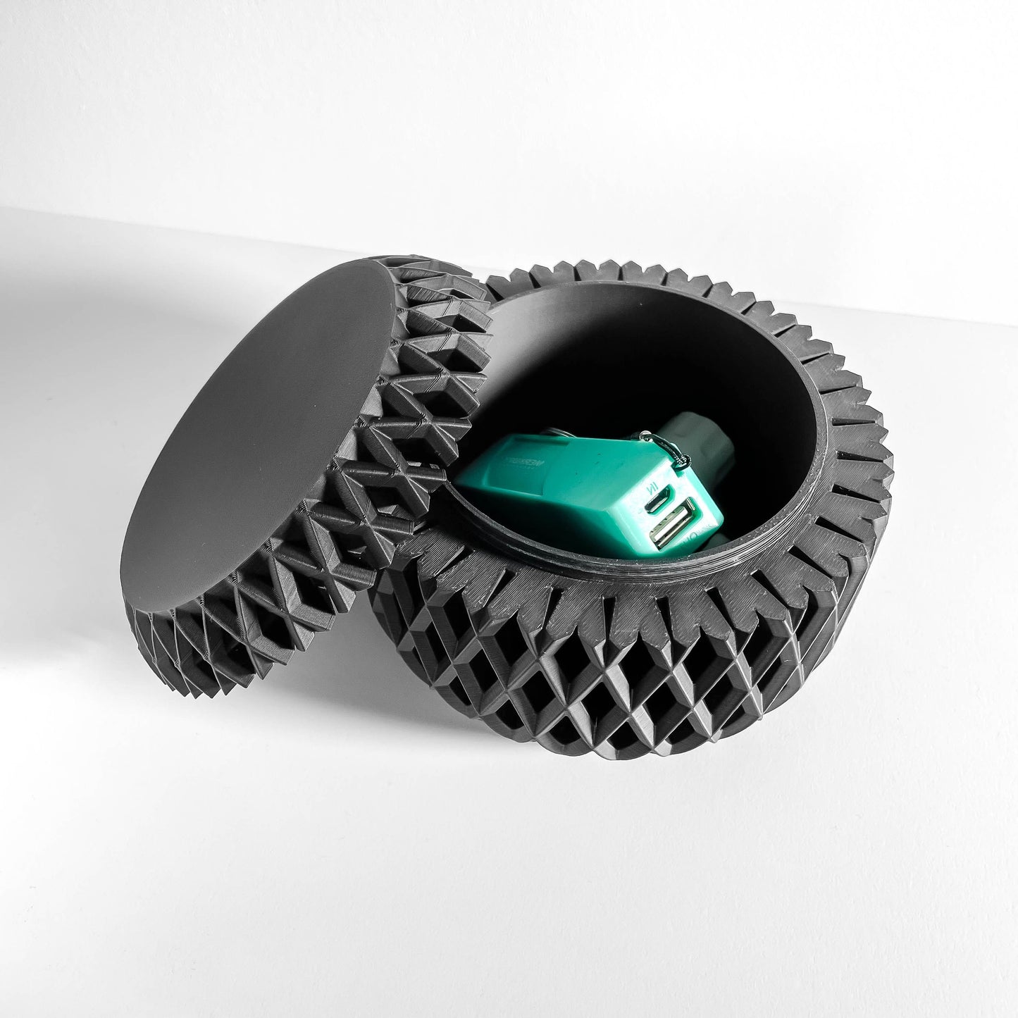 Lidded Container, Twist Lid Countertop Organizer, Minimalist Sculptural Vanity Multisize