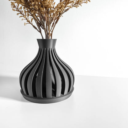 Modern Vase, Curved Neutral Minimalist Tabletop Vessel, Elegant Postmodern Accent