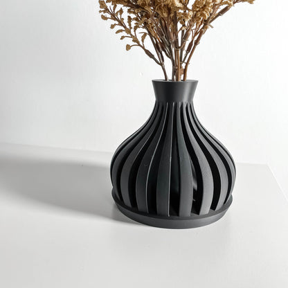 Modern Vase, Curved Neutral Minimalist Tabletop Vessel, Elegant Postmodern Accent