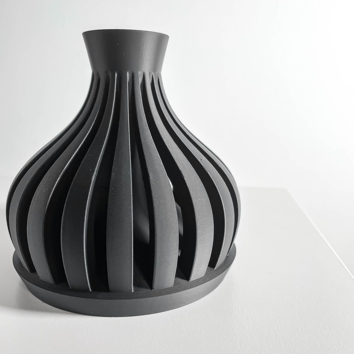 Modern Vase, Curved Neutral Minimalist Tabletop Vessel, Elegant Postmodern Accent