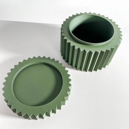 Lidded Canister, Twist Top Organizer, Vanity Caddy, Sculptural Countertop Storage