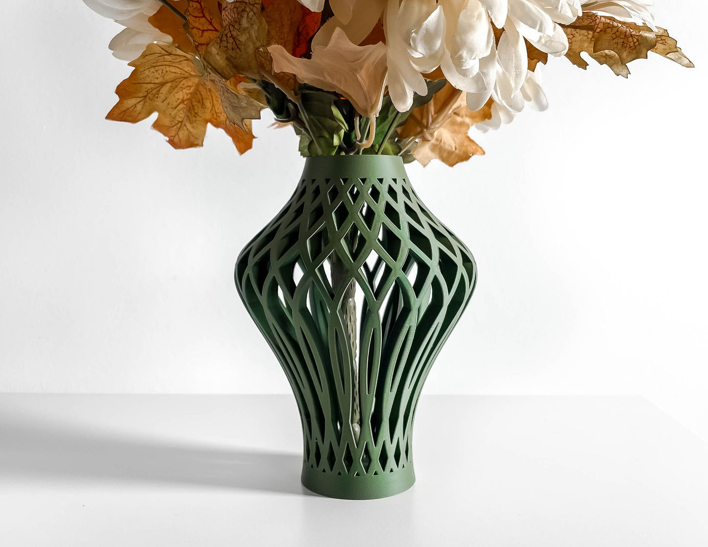 Abstract Vase, Modern Tabletop Accent, Abstract Flower Holder, Minimalist Organic Shape Olive Desk Display