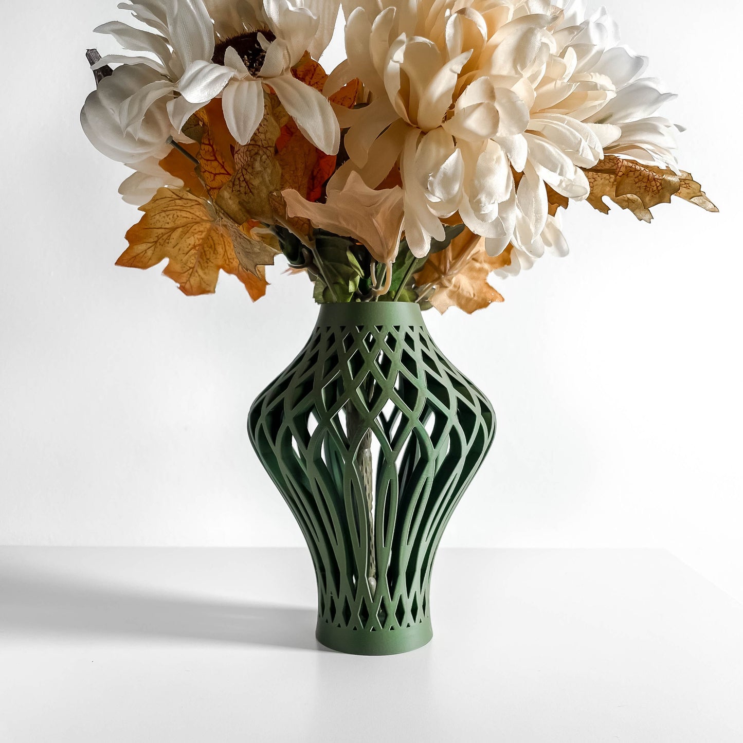 Abstract Vase, Modern Tabletop Accent, Abstract Flower Holder, Minimalist Organic Shape Olive Desk Display